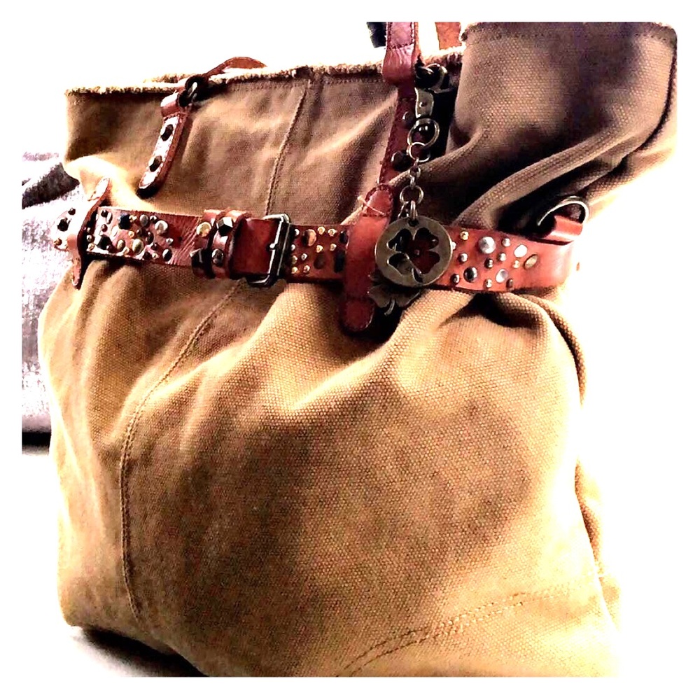 Lucky brand canvas studded hobo bag.